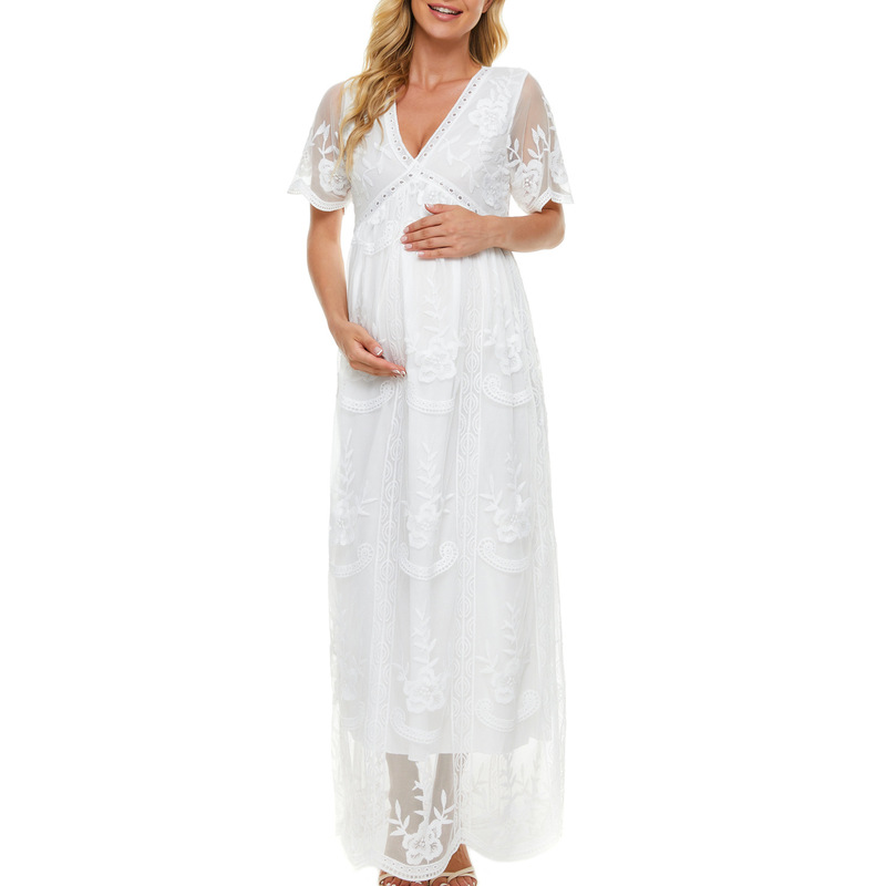 Cross-border Amazon Pregnant Women Photograph Lace Dress Foreign Trade Pregnant Women Mop Dress AliExpress Ebay