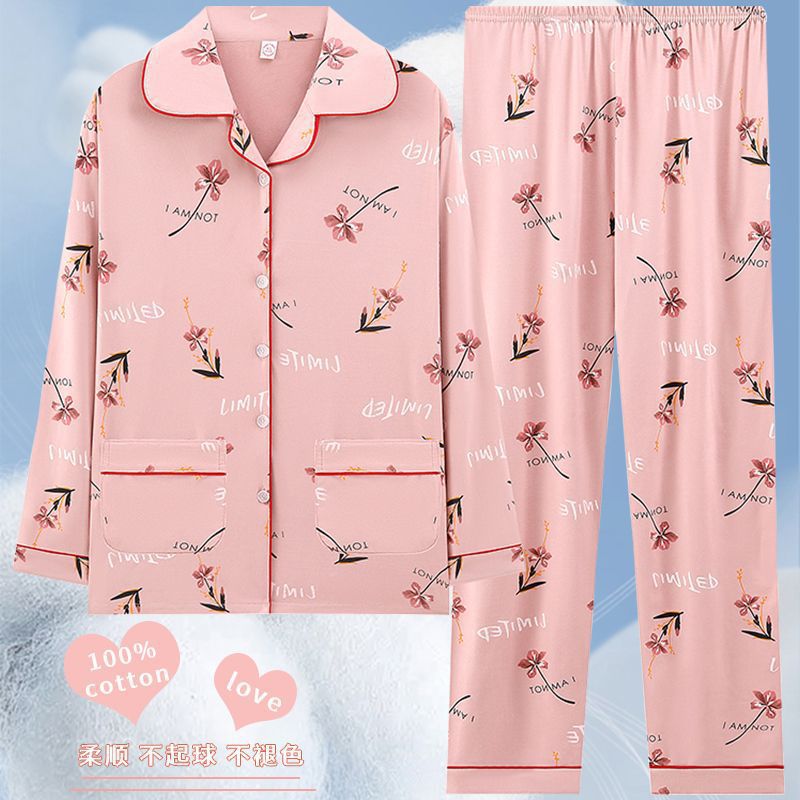 Pijamas de algodón para mujeres de mediana edad, madres, pantalones de mangas largas, camisas más grandes que se pueden usar en el exterior, set de ropa de casa