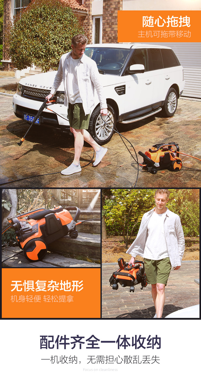 Yili household high pressure 220V car washing machine car washing artifact ultra high pressure large flow courtyard cleaning machine washing yard