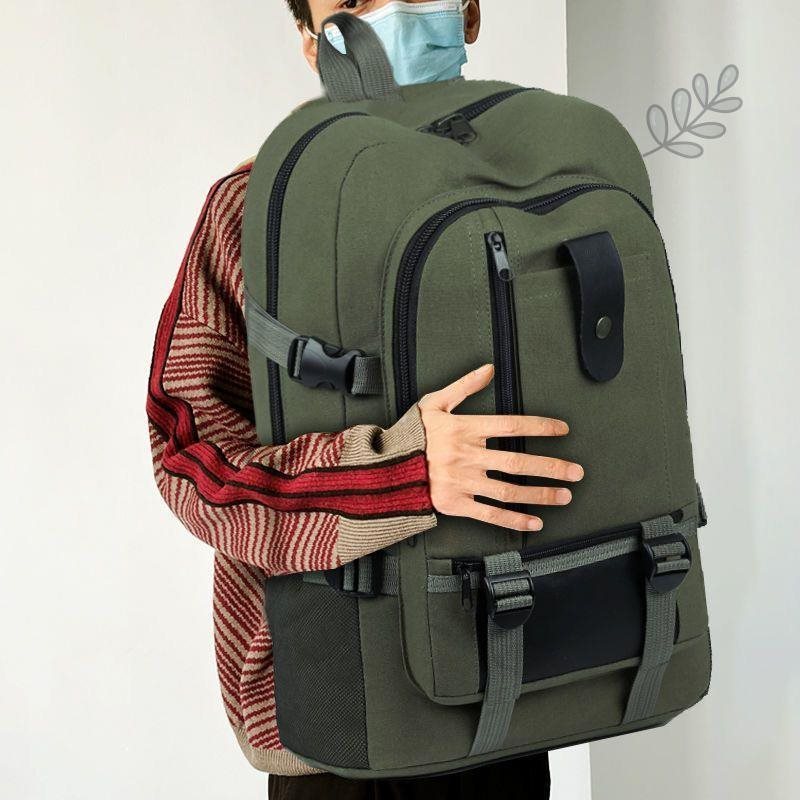 背包工地耐磨帆布男士工具双肩包大容量耐磨背包简单书包旅行包|undefined