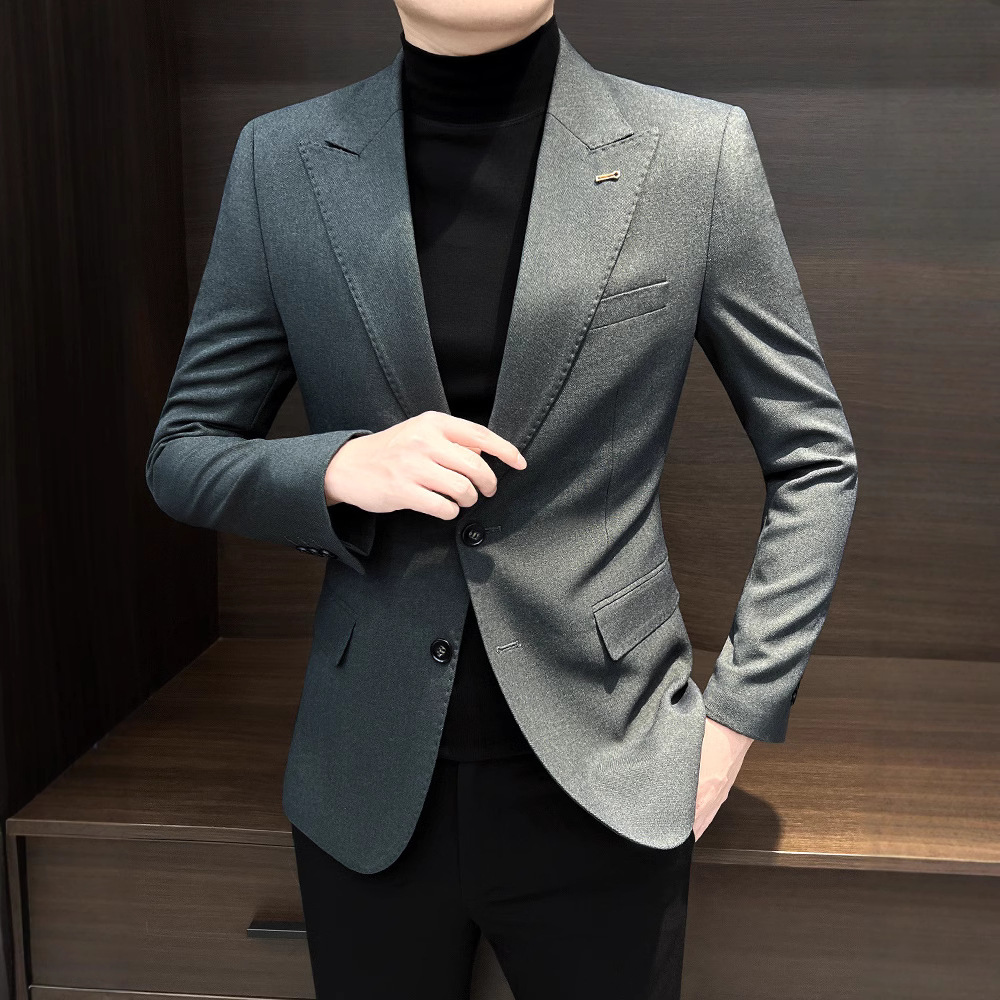 YIPI SHUAI 세트 재킷 남자 가을 겨울 남자 톱 2024 뉴 비즈니스 높은 감각 캐주얼 세트 남성