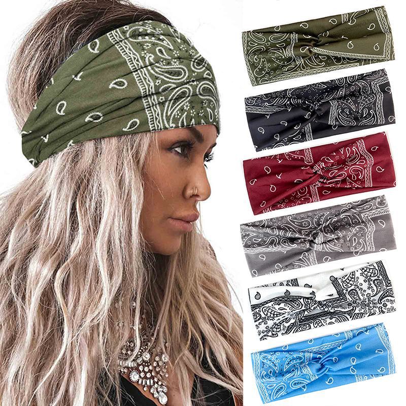 European and American Hairbands, Bohemian Style Cashew Nuts, Women's Yoga Sports Hairbands, Sweat-Absorbent Elastic Cotton Headbands, Knotted Headscarves European and American Hairbands, Bohemian Style Cashew Nuts, Women's Yoga Sports Hairbands, Sweat-Absorbent Elastic Cotton Headbands, Knotted Headscarves