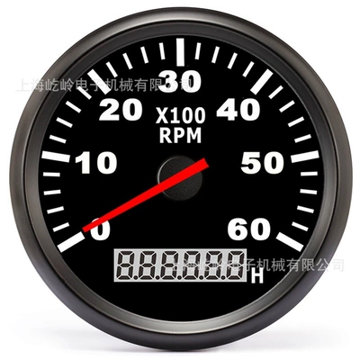 automobile instrument for Car and Boat - black-frame-black-bottom-0-6000rpm