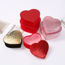 定制亮片心形波浪线礼品盒桃心情人节礼物盒彩色渐变包装盒厂家