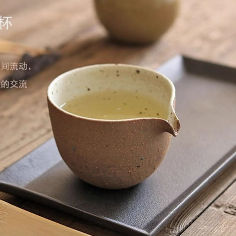 Jingdezhen Imitation Wood-Fired Japanese-Style Coarse Pottery Fair Cup Rustic Handmade Kung Fu Tea Set Tea Sea Tea Divider Origin Product