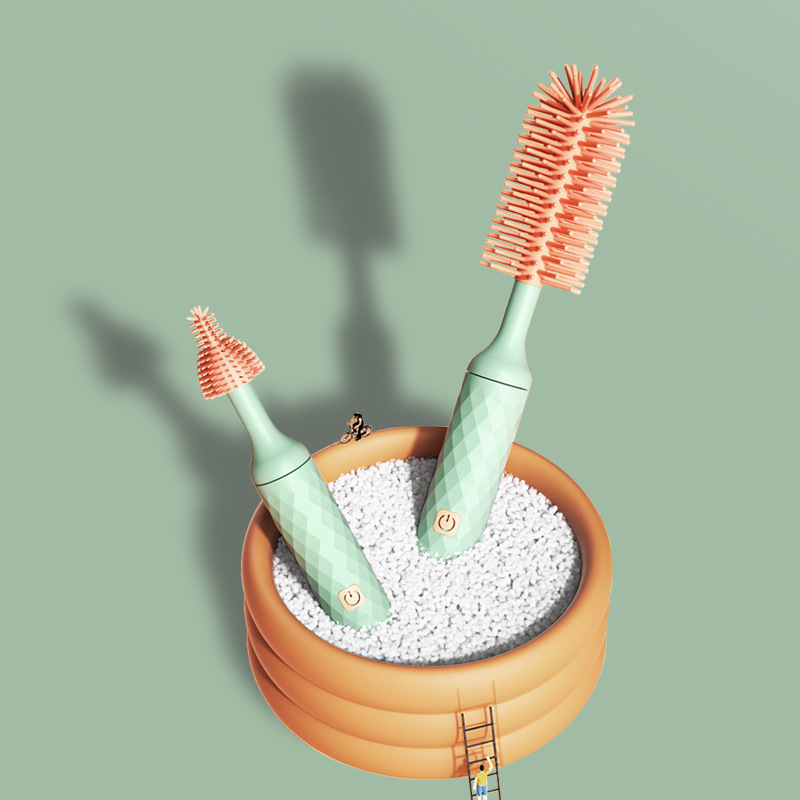 Beierkang botella eléctrica cepillo impermeable 360 grados rotación mango largo de silicona paja pezón cepillo de limpieza CE ROHS