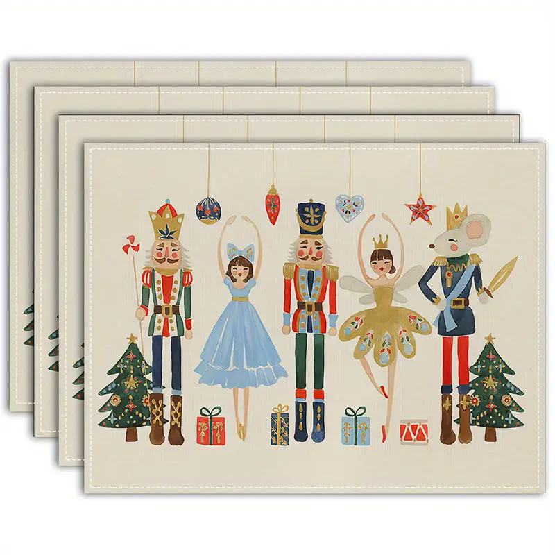 Transfronterizos lino almohadilla de mesa Aliexpress TEMU Amazon almohadilla de mesa cuadrada búfalo rojo almohadilla de Navidad Día de la Independencia