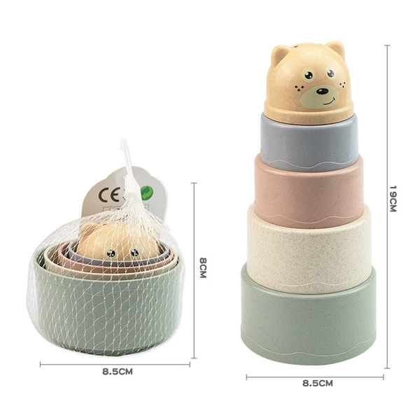 288-28 Bear stacked cup【4+1PCS】Cup stacked cup color randomly