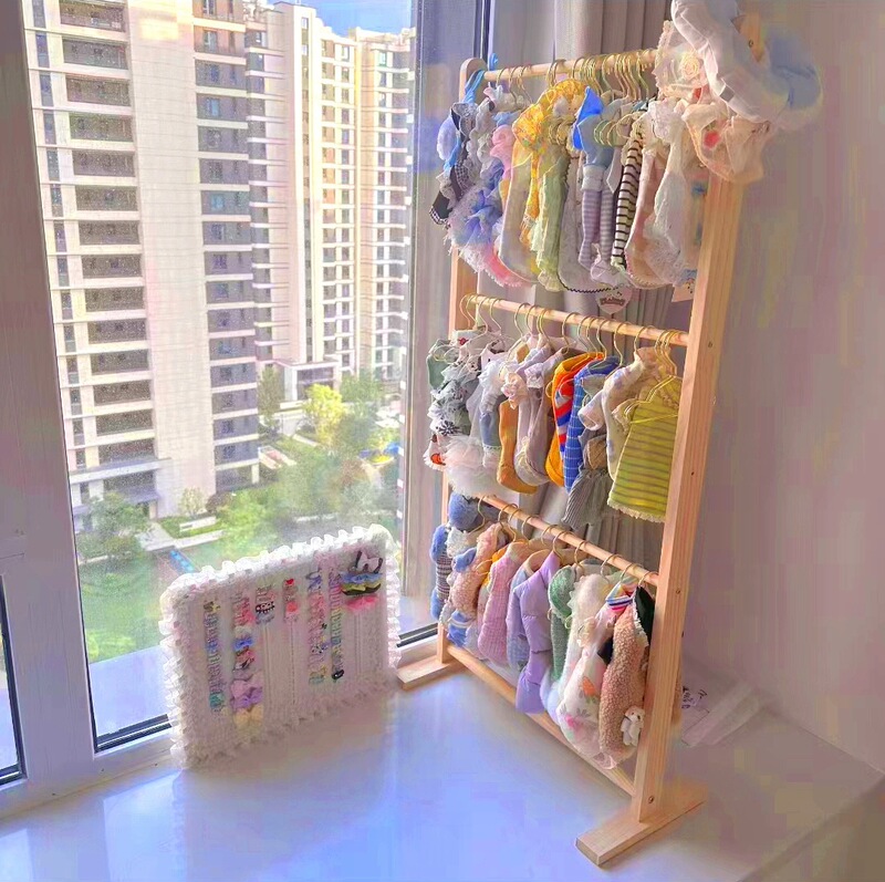 Dog Hanger Bedroom Floor Small Pet Wardrobe Indoor Household Rod Storage Simple Solid Wood Kitten