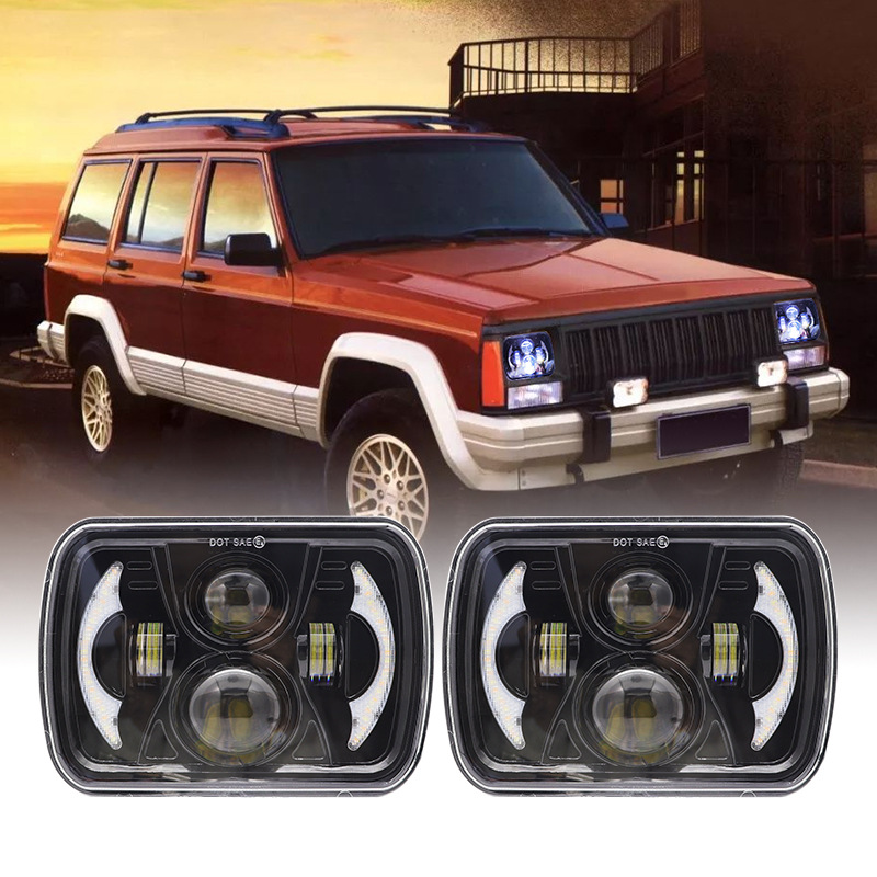 Cruz-frontera dedicada para Wrangler coche LED faro 7 pulgadas cuadrado camión Faro de vehículo todoterreno faro