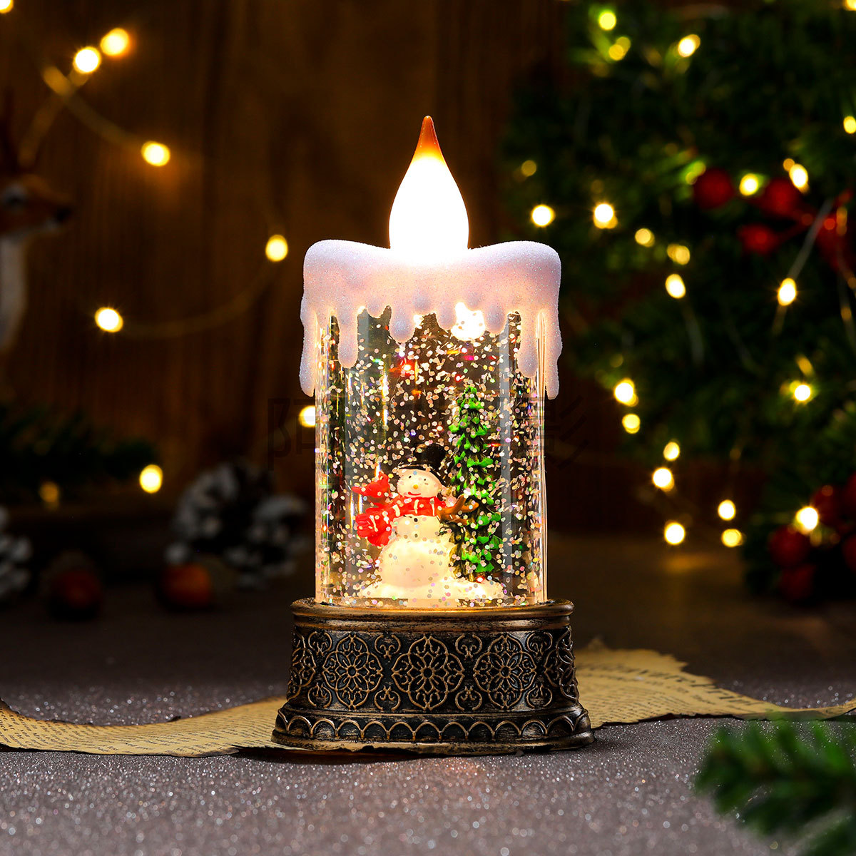 Neues Weihnachts-Wasserfüllungs-Leuchtkerzenlicht-Nachtlicht-Windlicht-Ornament, kleines Weihnachtsgeschenk-Ornament_voghion.com