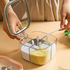Kitchen seasoning box four-grid integrated household seasoning jar set quantitative control salt jar multi-grid seasoning storage box bottle