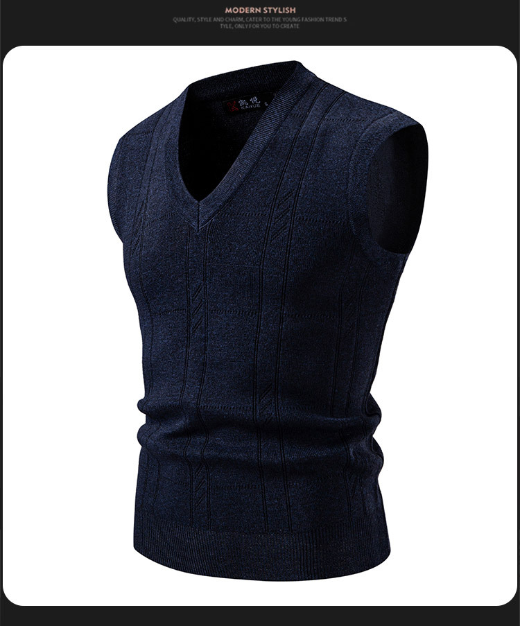 Herren-Strickweste – Schmal geschnittene V-Ausschnitt-Strickweste mit Jacquardmuster für elegante Freizeitkleidung_voghion.com