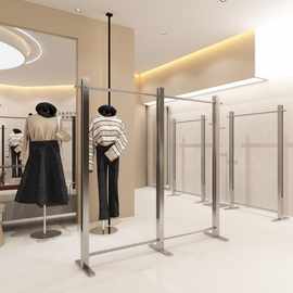 不锈钢服装展示架移动买手店高档衣服陈列货架男装女装店挂衣架子