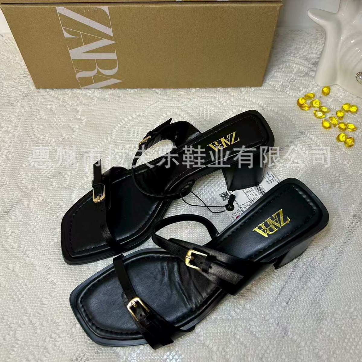 ZA2024 nuevo verano con sandalias de tacón alto para mujeres con cabeza cuadrada universal simple moda zapatillas de tacón grueso
