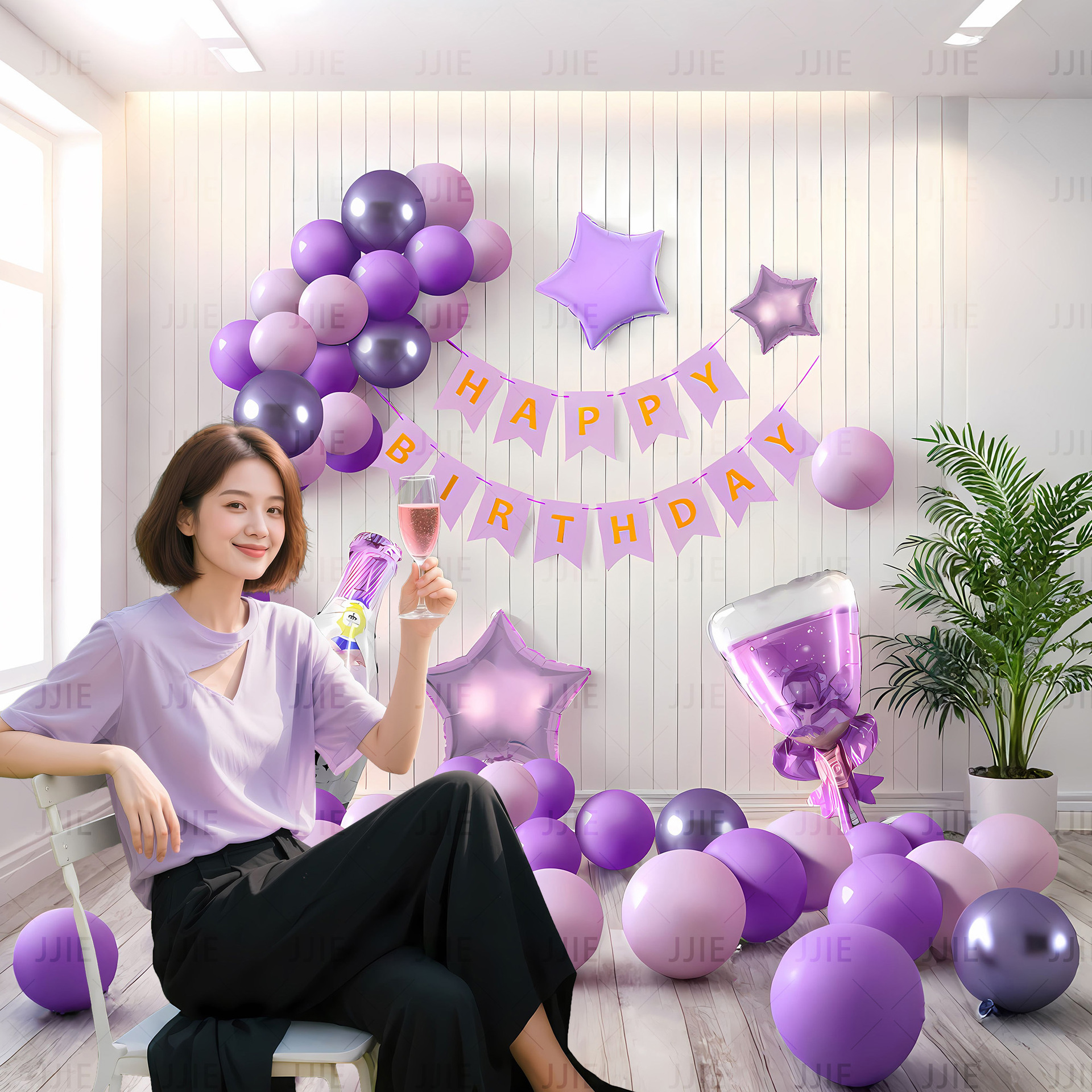 Decoración de cumpleaños, decoración de escenas, fiesta, niños, niñas, globos de un año, pared de fondo, celebridades de Internet, regalo para adultos de 18 años