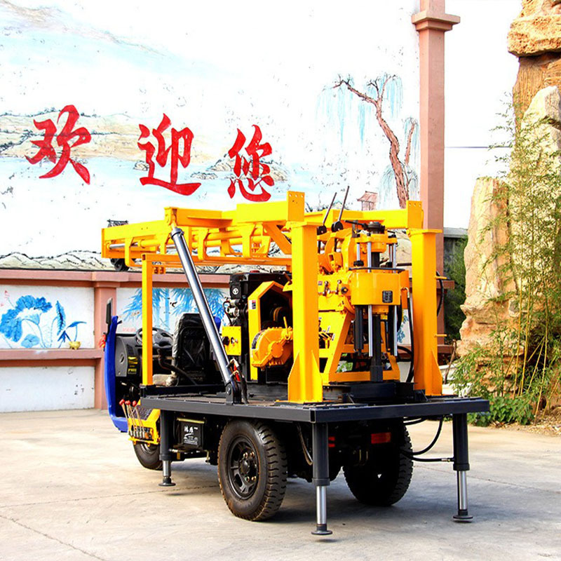 三轮车载水井钻机液压地质勘探钻机深孔岩心钻机200米打井机