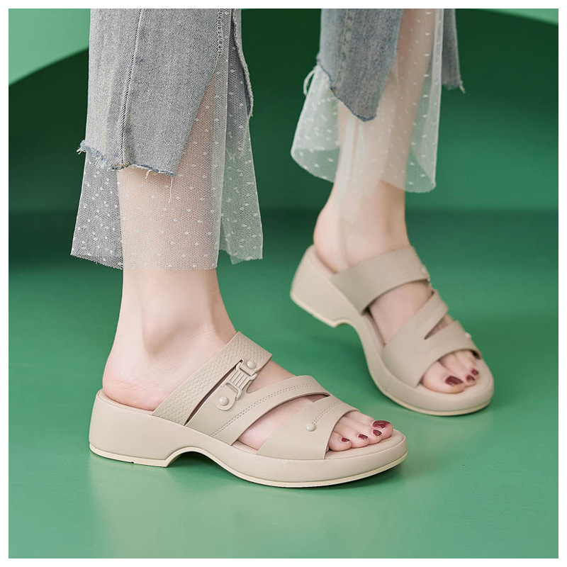 Dép sandal nữ quai chữ V đế xuồng đi biển chống trượt cỡ lớn V222-2 — Màu đen, Màu xanh lá, Màu mơ chi tiết 7