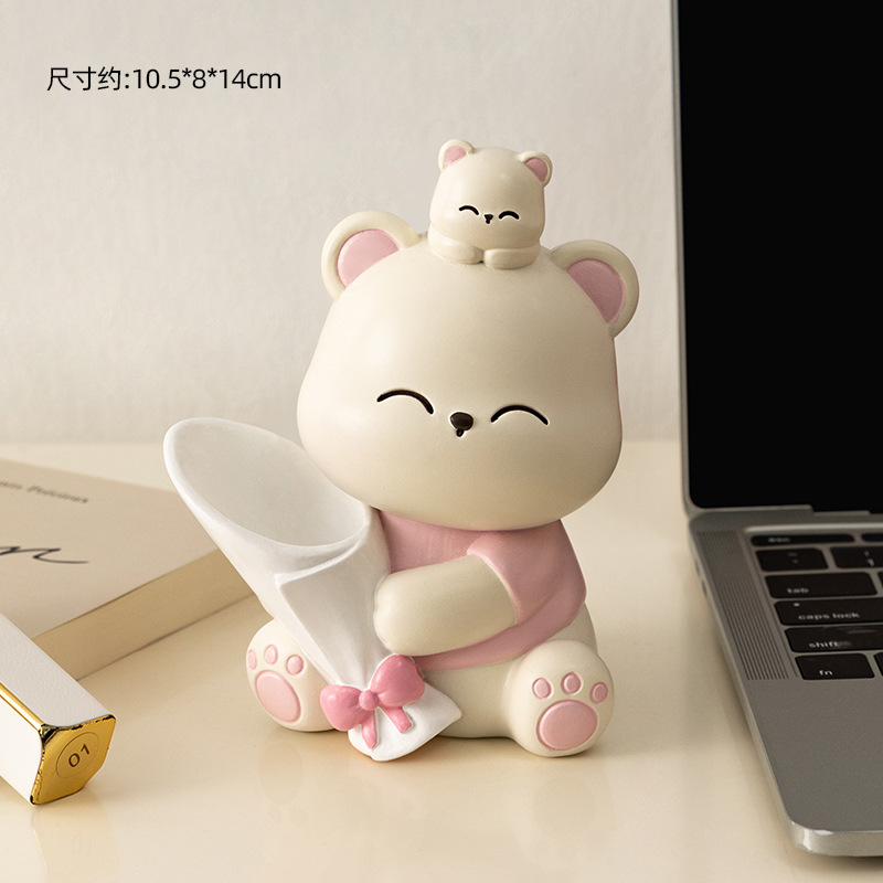 싱글 포옹 베어 꽃다발-핑크 트럼펫