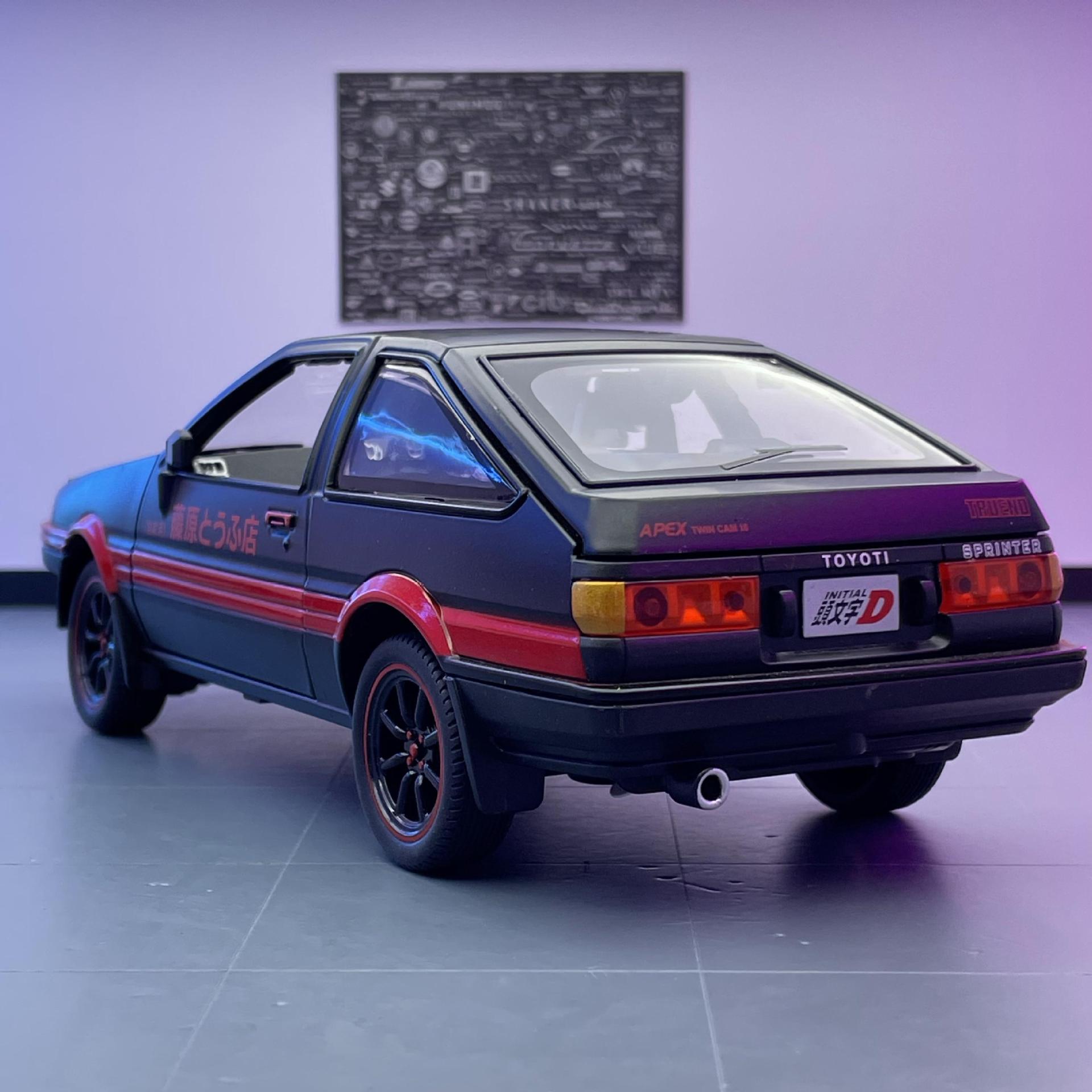 Nuevo modelo de coche de aleación Haodi 1: 24 Toyota AE86 tire hacia atrás con sonido y luz cabeza palabra D decoración del coche colección de Juguetes