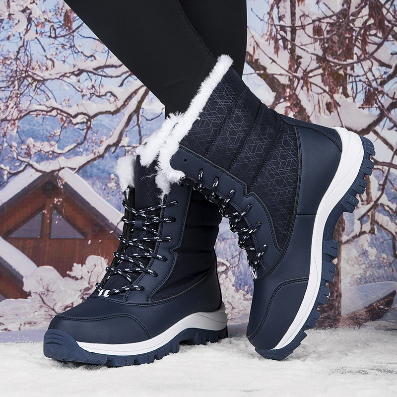 Chaussures pour femmes automne et hiver plus velours épaissi imperméable antidérapant semelle épaisse bottes chaudes en coton du Nord-Est_voghion.com