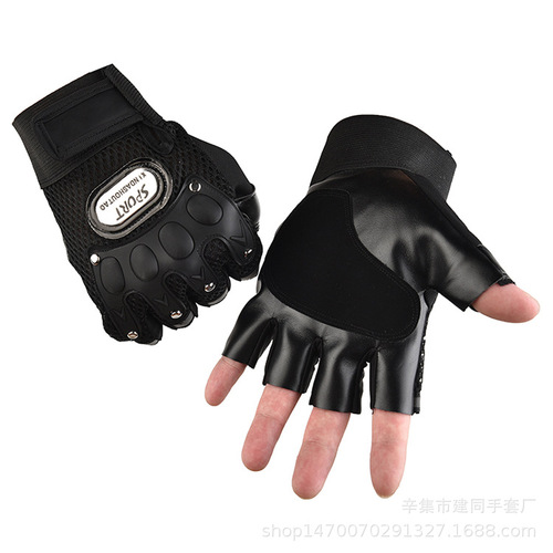 Breathable half-finger cycling gloves for men, motorcycle palm wear-resistant outdoor sports off-road training gloves