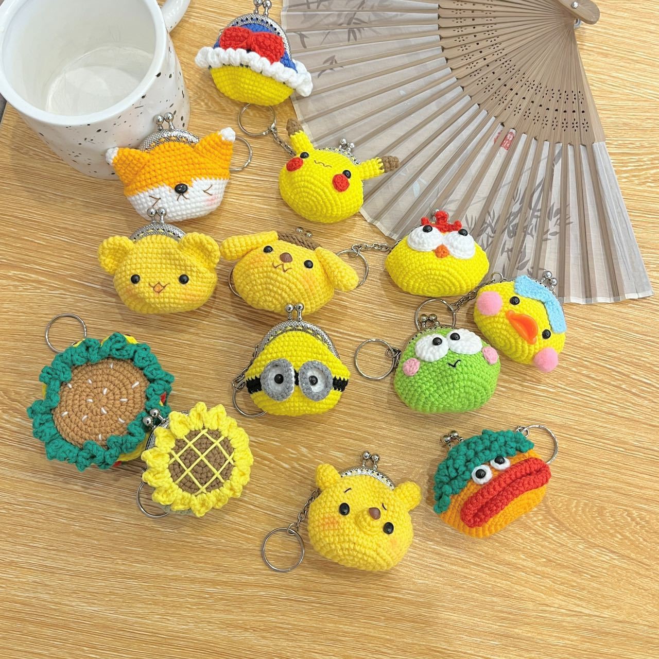 Cross-border Crochet Doll Finished Wool Woven Accessories 8.5 Gold Bag Cartoon Series Change Headset Storage Bag