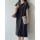 Japanese and Korean Style Casual Summer plus size Flying Sleeve dress French Style Anti-running Loose Niche Mid-length T-shirt Dress for Women