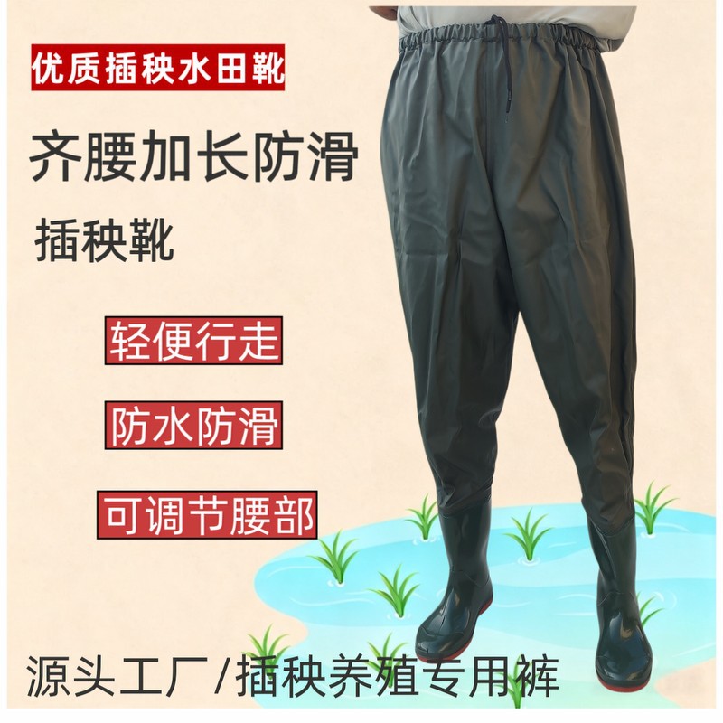 Direct from the manufacturer: anti-slip, wear-resistant, waist-length wading pants, fishing pants, and waterproof rice-planting pants with matching rice-planting shoes
