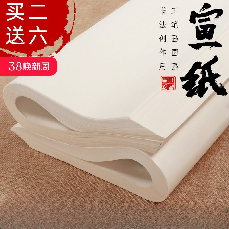 宣纸书法纸毛笔练字纸国画生宣书法练习半生半熟作品纸工笔画熟宣