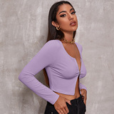 (Трансграничная торговля), весенний ретро сексуальный трикотажный короткий свитер с молнией, кардиган, лонгслив, европейский стиль, в обтяжку