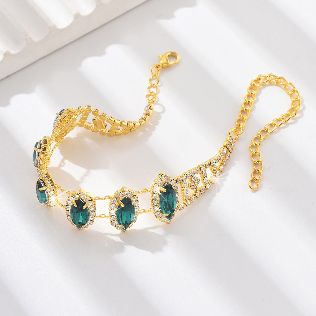 Fábrica directa transfronteriza nuevo temperamento retro esmeralda pulseras de moda moda tacones altos joyas de pie de diamante