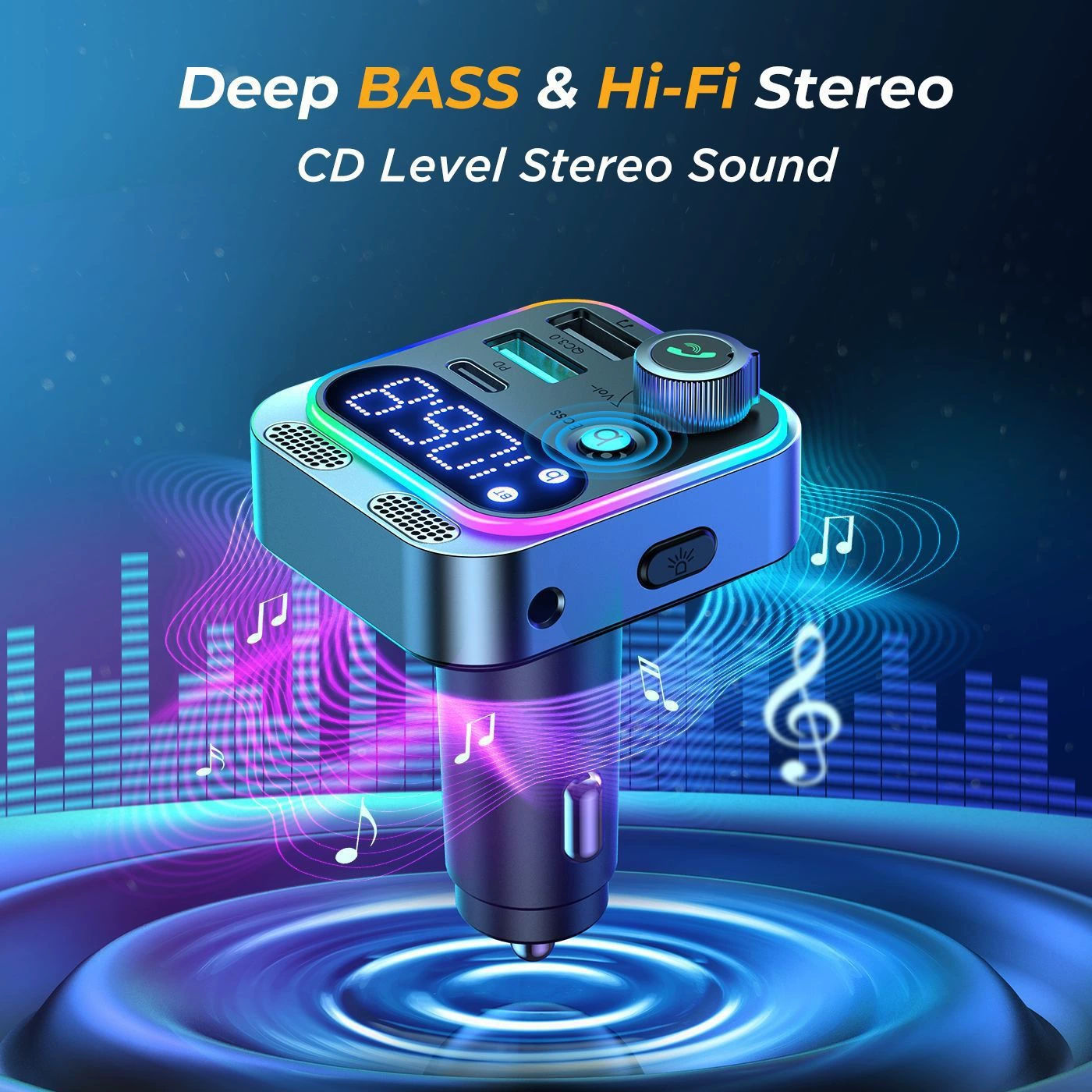 P17 Автомобильный Bluetooth MP3-плеер Автомобильный FM-передатчик PD20W QC3.0 Автомобильная зарядка мобильного телефона