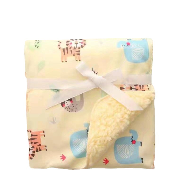 Manta calmante manta de lana de cordero manta cubierta de bebé cochecito de bebé manta a prueba de viento cuatro estaciones primavera y otoño verano Delgado recién nacido