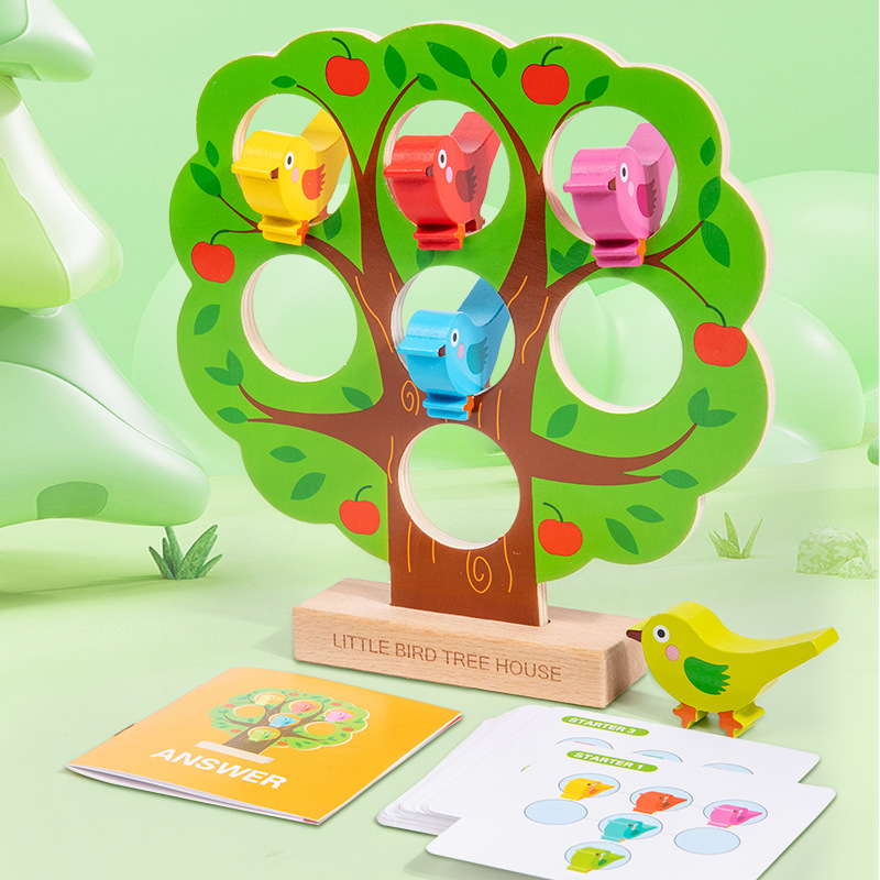 Educación temprana para niños, bloques de construcción cognitivos digitales, ayudas didácticas, coordinación mano-ojo del bebé, juego de hogar de pájaros de madera, pensamiento lógico