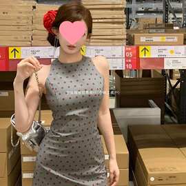 法式气质修身显瘦无袖波点背心连衣裙子女夏2026新款辣妹包臀短裙