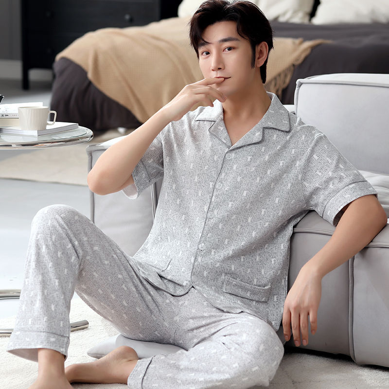 Pijamas de hombre verano 100% algodón pantalones de manga corta más el tamaño de los hombres de verano Delgado al aire libre homewear