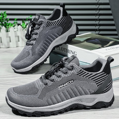 Walking shoes men's soft-soled fly-knit sports shoes 2023 spring new style single shoes comfortable Korean style breathable casual mesh shoes