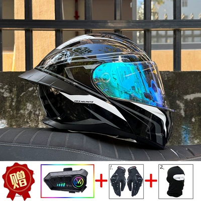 suitable for all seasons: Motosiklet dəbilqələri - m-gray-track-fantasy-blue-night-vision-capable-y10-bluetooth-hard-microphone