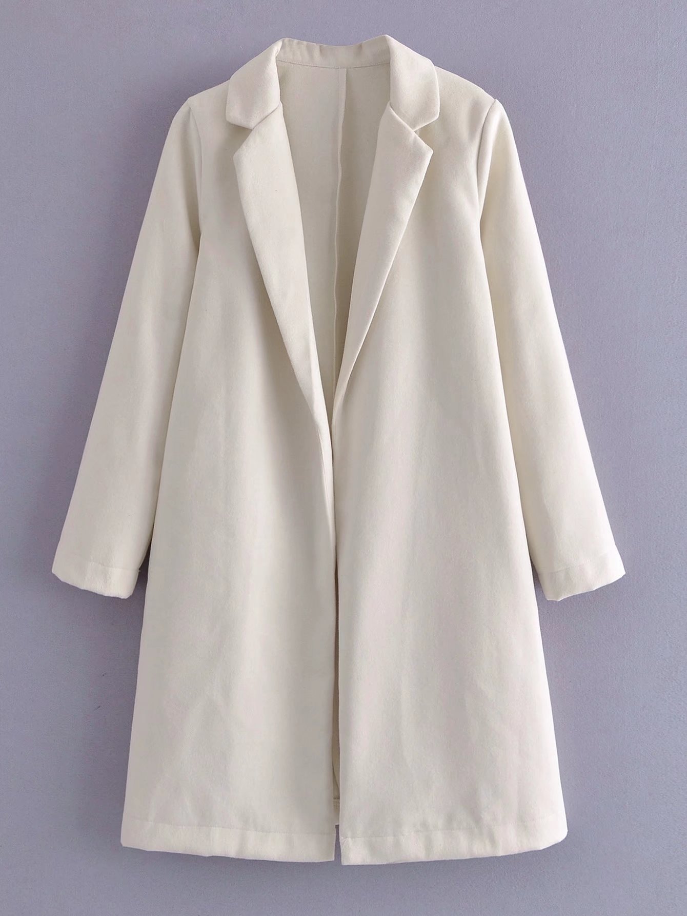 long-sleeved pure color lapel long woolen coat nihaostyles wholesale clothing NSAM86260