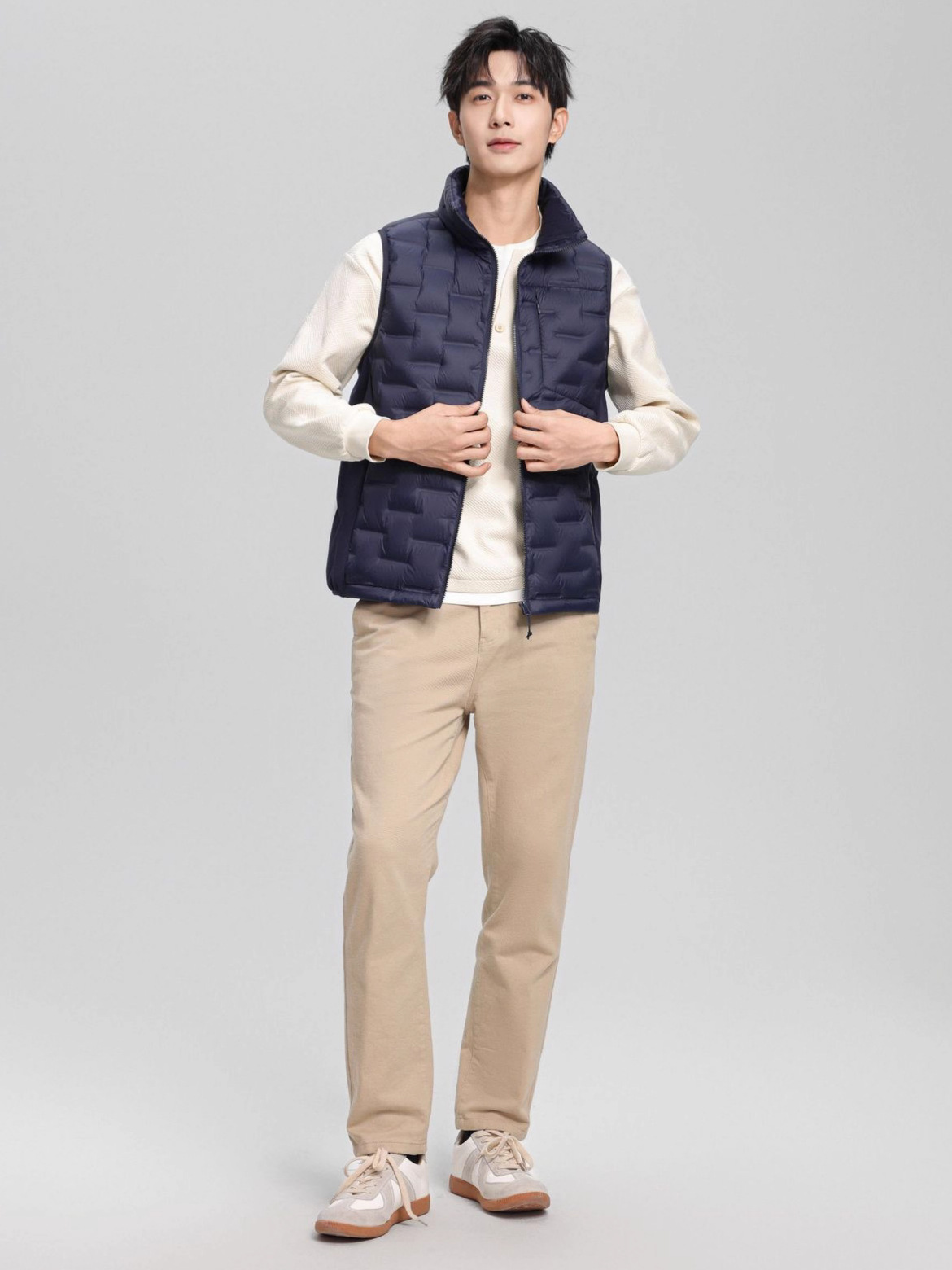 Otoño ligero hombre chaqueta de plumón prensado chaleco de cuello vertical otoño invierno ocio moda universal chaleco cálido cómodo
