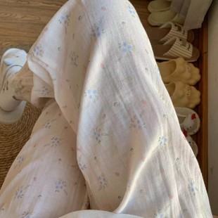 New! Milky Little Floral Cotton Double-Layer Gauze Pajamas, Loose and Cute Cartoon Cotton Gauze Pants That Can Be Worn Outside
