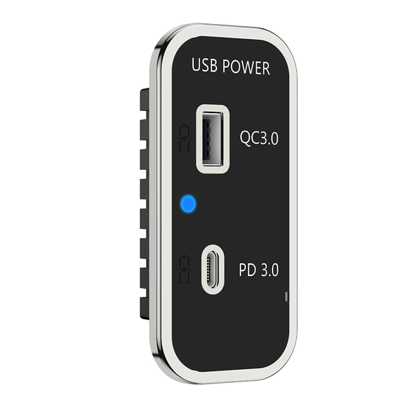 Double-sided plug-in USB-A + Type-C QC+PD fast charging