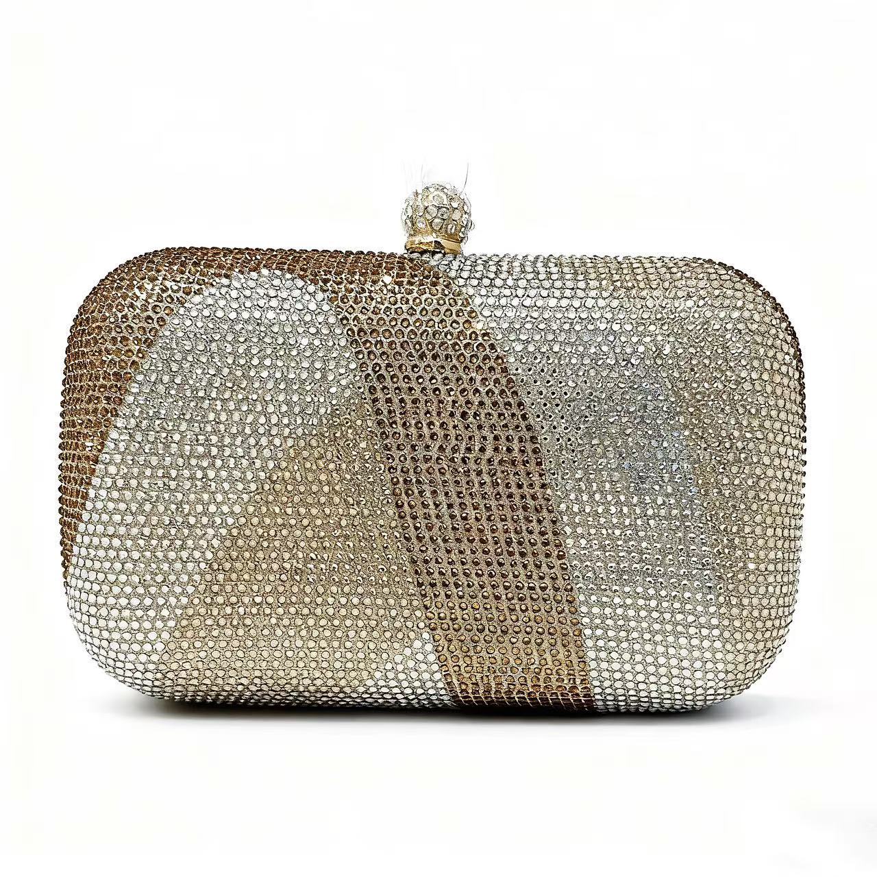 Bolsa de cena de lujo ligera transfronteriza de damas, bolsas de mano de diamante brillante, bolsas de cena de boda de cadena de alto nivel