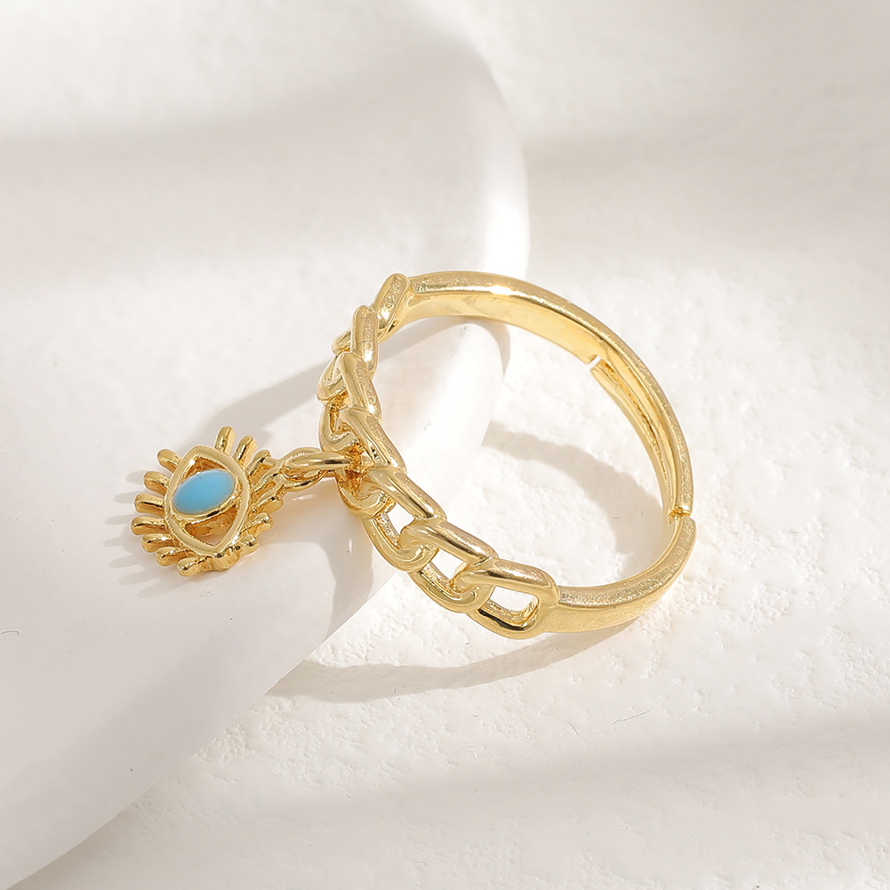 new womenu0027s ring geometric evil eye open copper tail ring