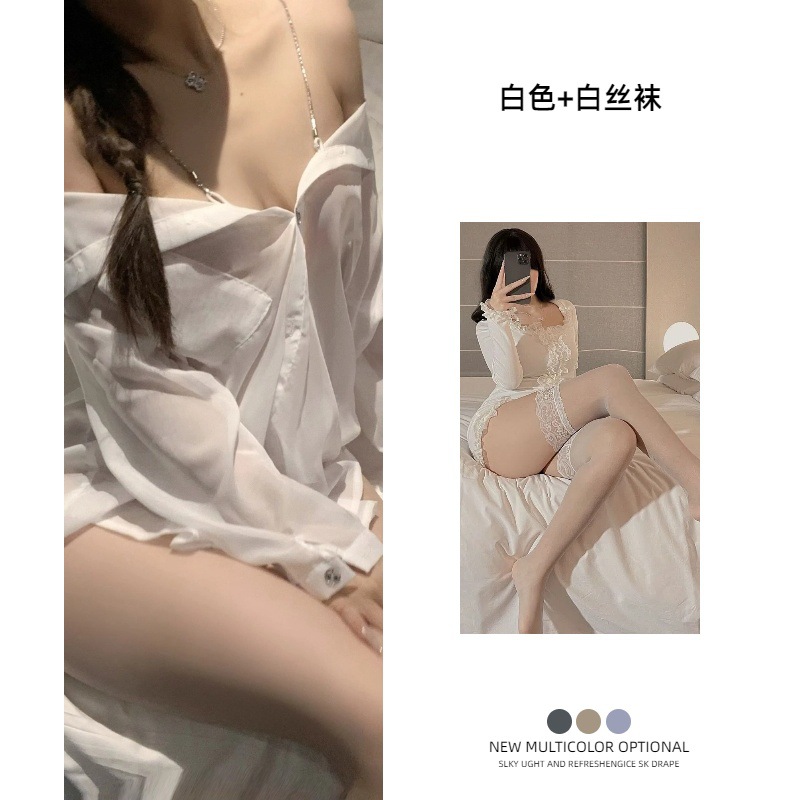 흰색 + 흰색 레이스 스타킹