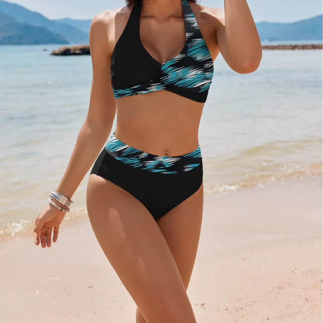 2024亚马逊TEMU爆款运动泳装带胸垫女士分体式性感比基尼跨境