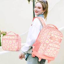 跨境专供工厂现货女生单拉杆背包 时尚花纹包包 轻便大容量耐磨包