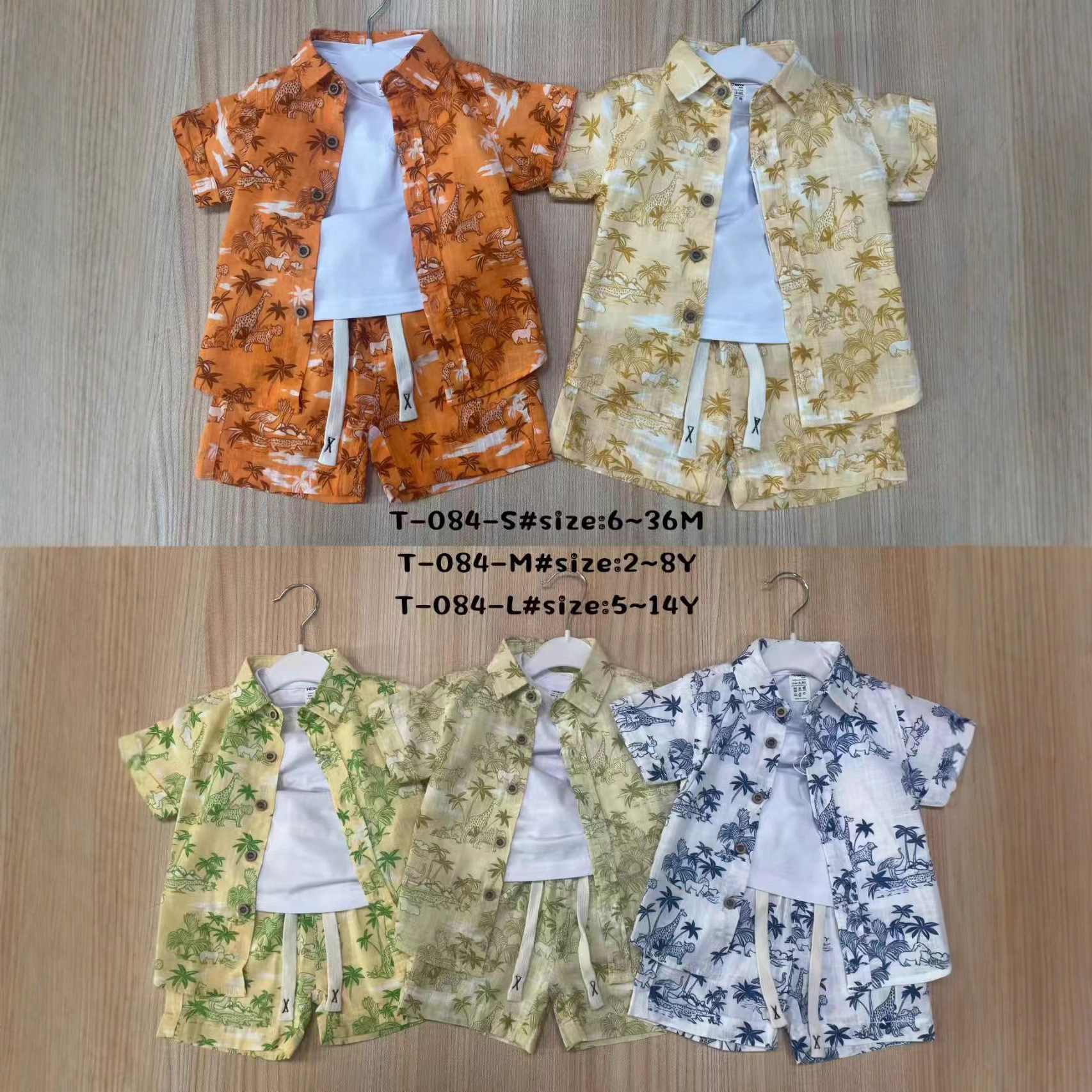 Foreign Trade Three-Pcs New Kidsren's Suit 6m-36m Cotton Tshirt Shirt Shorts 3Pcs Summer 308S