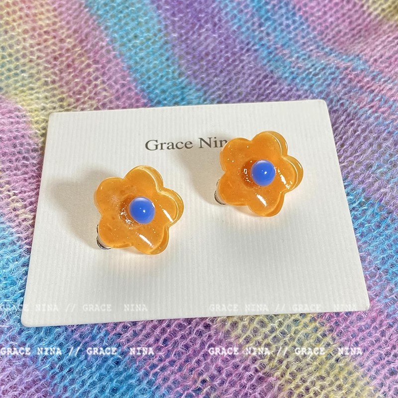 夏の落書き〜ピアスのない女性のためのカラフルな花のイヤークリップ 2023 新しいホットスタイル y2k 気質甘いイヤリング